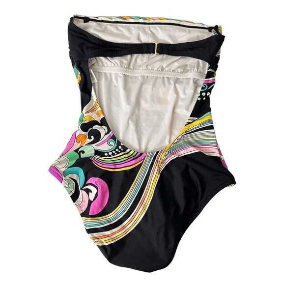 Trina Turk BIG SUR Bandeau One-Piece Swimsuit Size 4 Psychedelic Print Beach - Picture 3 of 15